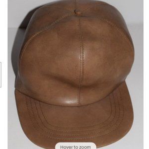 Vintage Unisex Brown Bound Leather Dress Winter Ball Cap Hat One Size Made USA